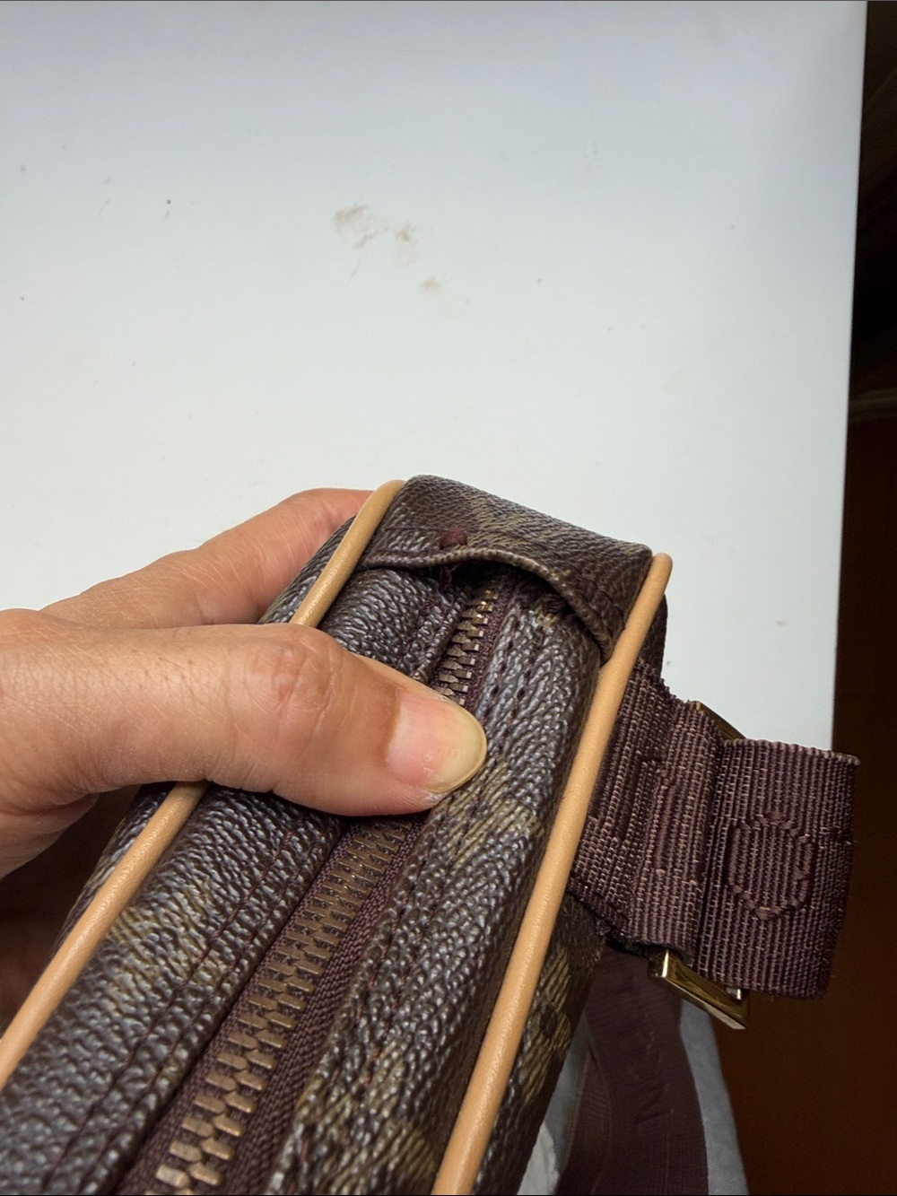 Monogram Canvas Crossbody Belt Bag in Brown & Tan - Picture 4 of 6